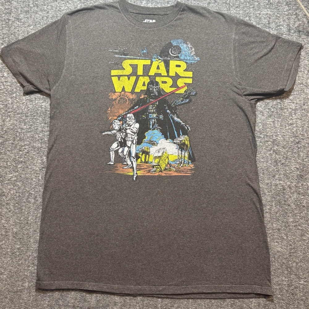 Star Wars Darth Vader Graphic T-Shirt Men's XL Gray Death Star Stormtrooper